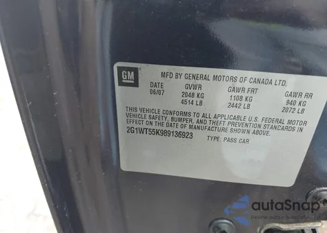 2008 Chevrolet Impala Lt from USA, damaged, VIN 2G1WT55K989136923